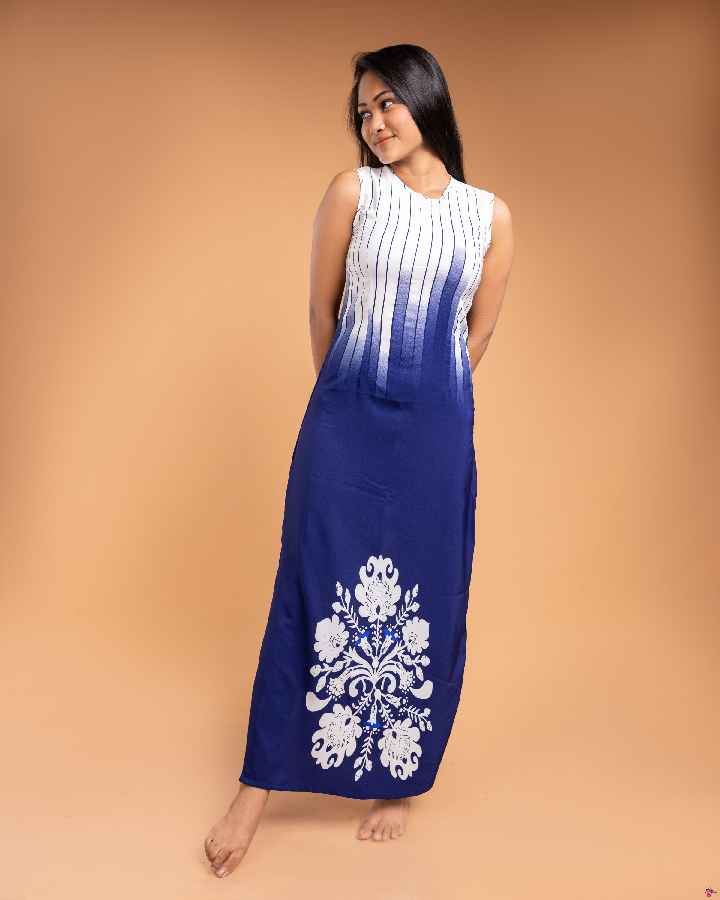 Women Casual Border Long Frock